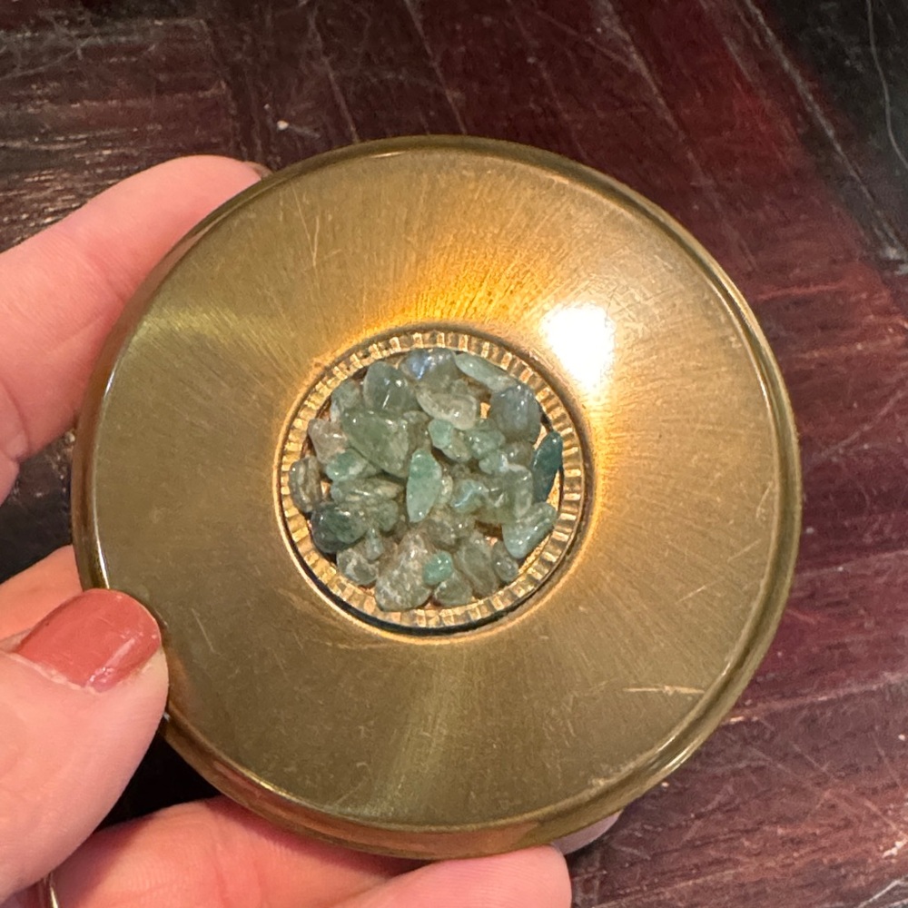 Vintage :never used: compact mirror makeup : green jade.